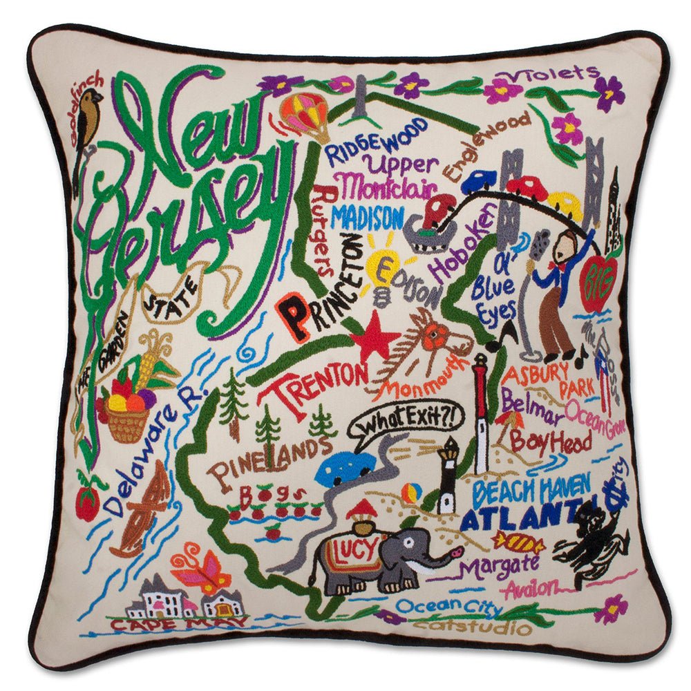 New Jersey Hand - Embroidered Pillow by Quirks! at Shirley Shoppe