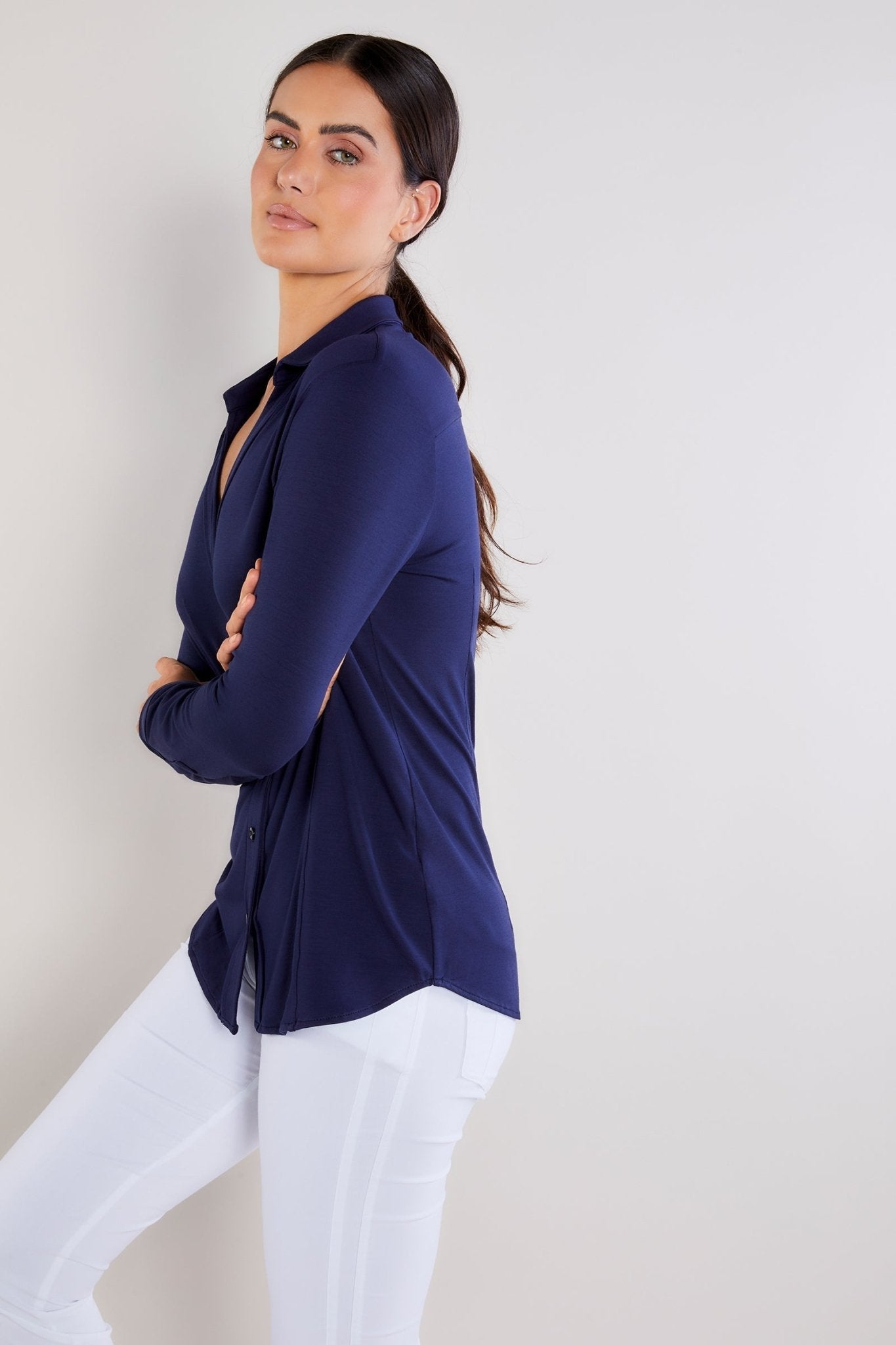 Nikki Longsleeve Pique Shirt by Anatomie at Shirley Shoppe