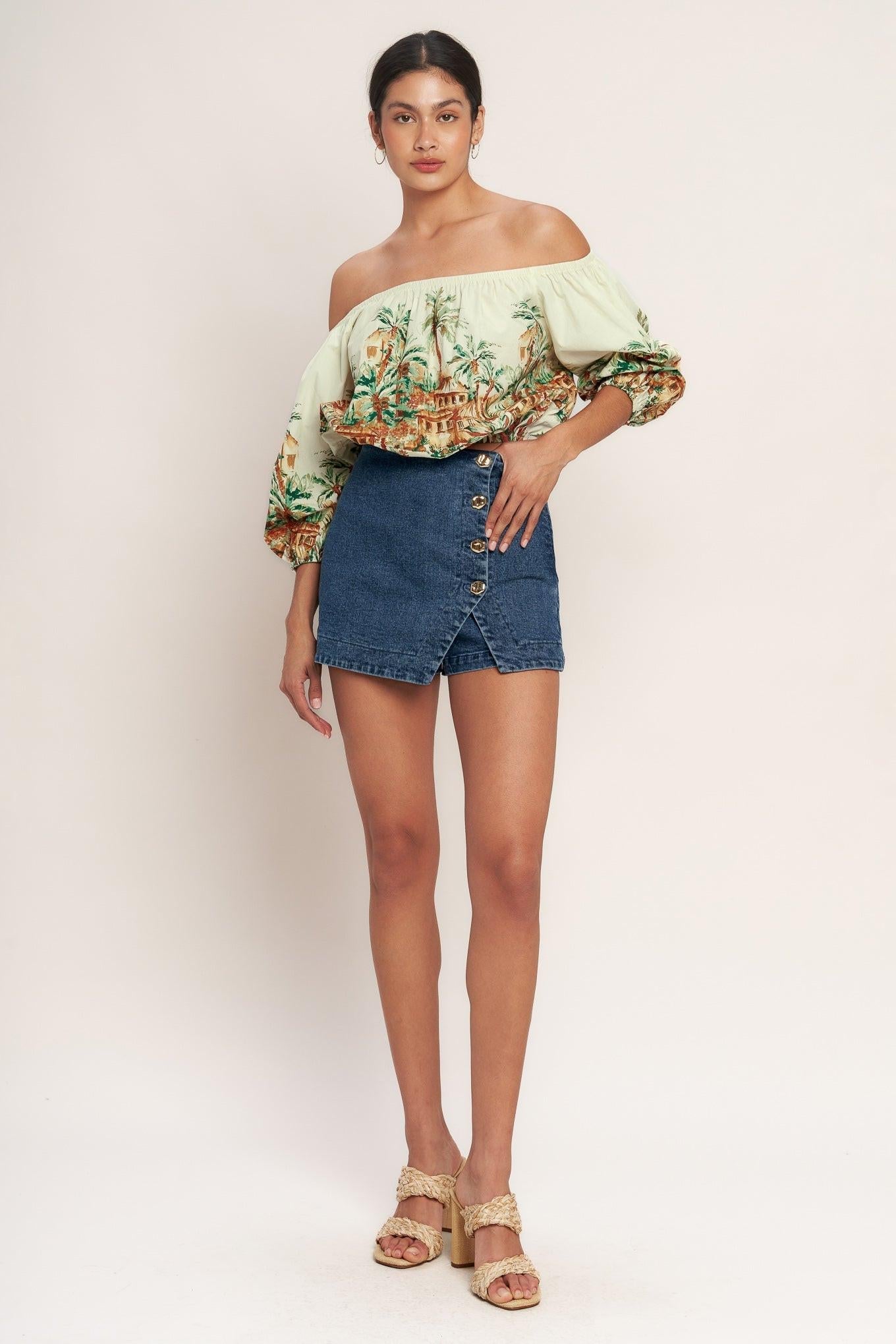 NO SECOND THOUGHT DENIM SKIRT by Flying Tomato at Shirley Shoppe