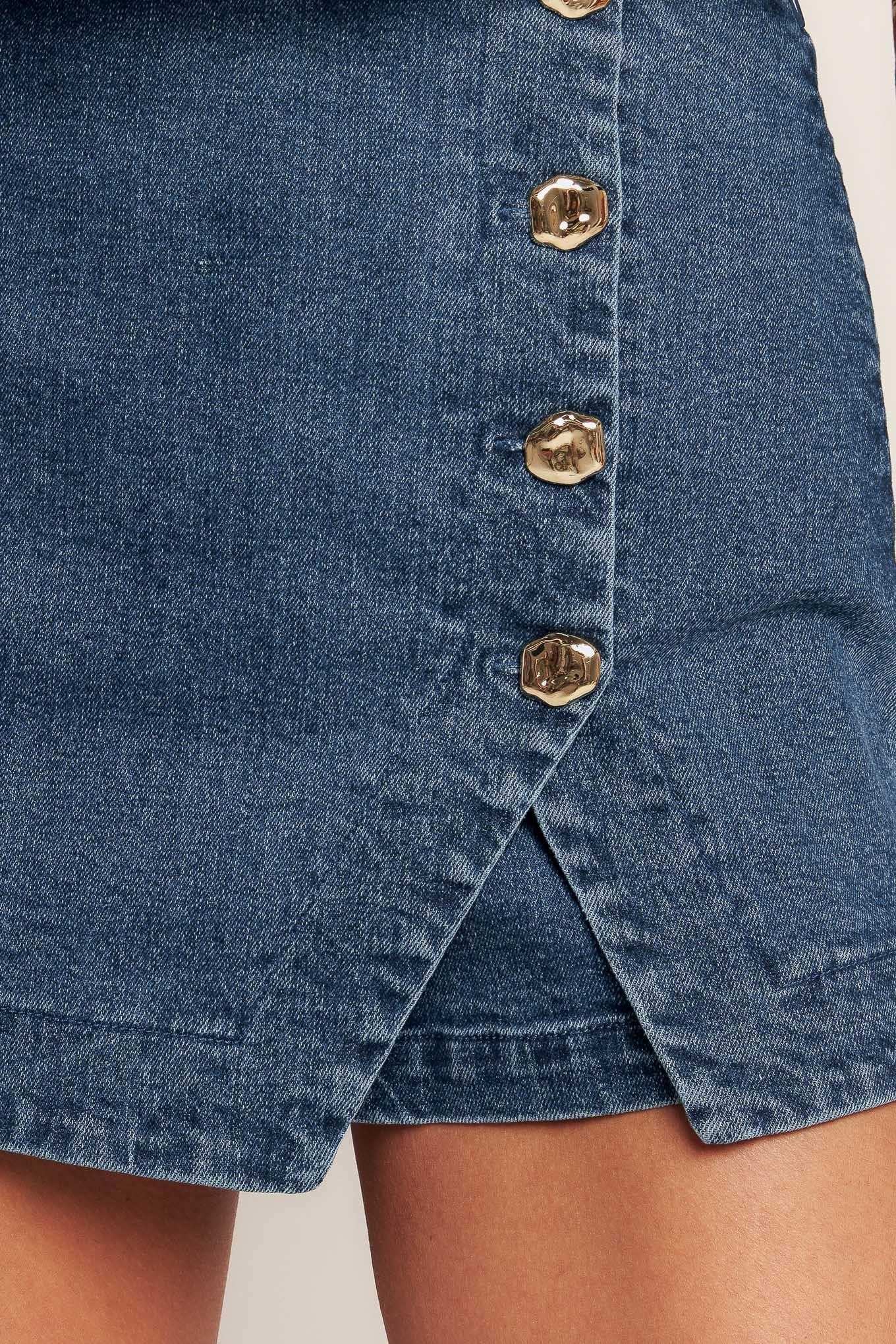 NO SECOND THOUGHT DENIM SKIRT by Flying Tomato at Shirley Shoppe