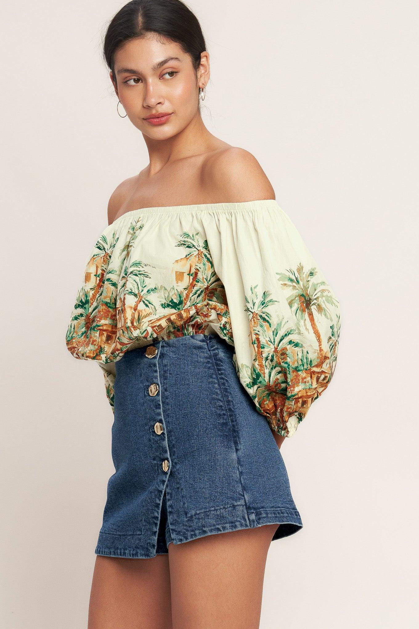 NO SECOND THOUGHT DENIM SKIRT by Flying Tomato at Shirley Shoppe