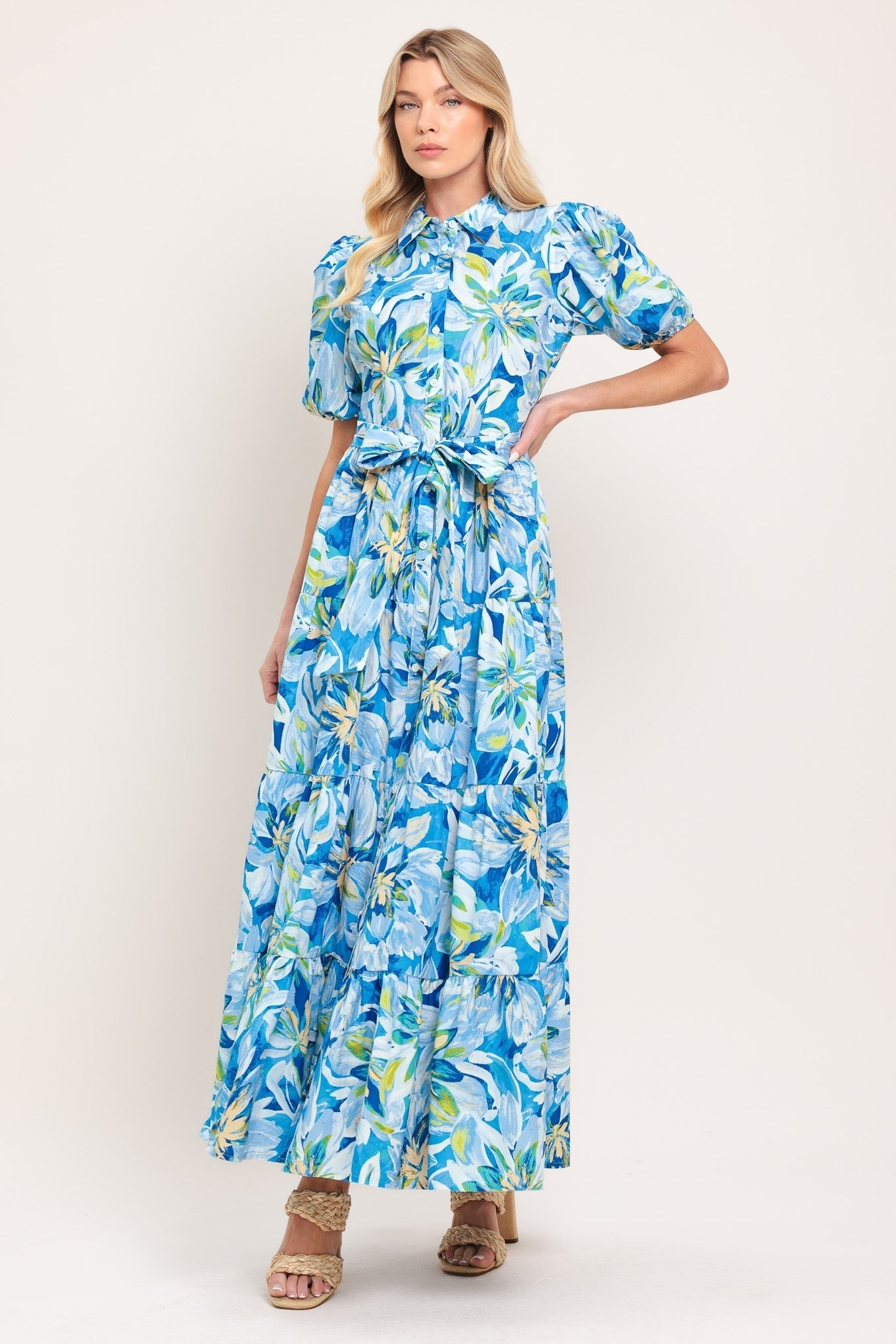 OCEAN GARDEN WOVEN MIDI DRESS by Flying Tomato at Shirley Shoppe