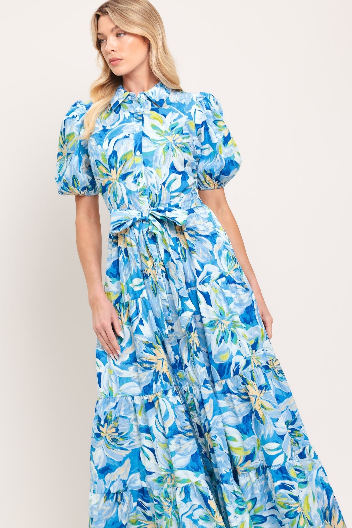 OCEAN GARDEN WOVEN MIDI DRESS by Flying Tomato at Shirley Shoppe