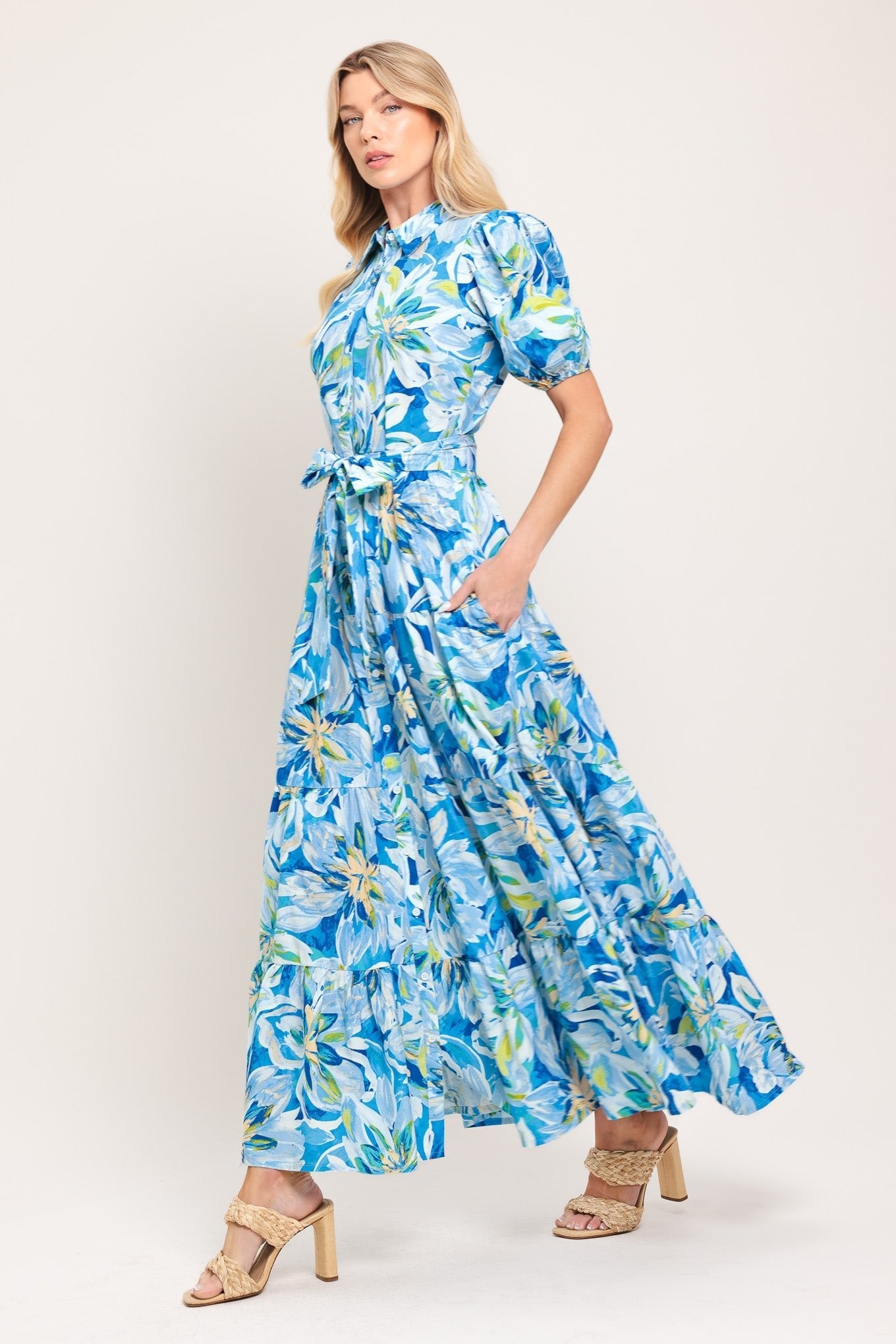 OCEAN GARDEN WOVEN MIDI DRESS by Flying Tomato at Shirley Shoppe