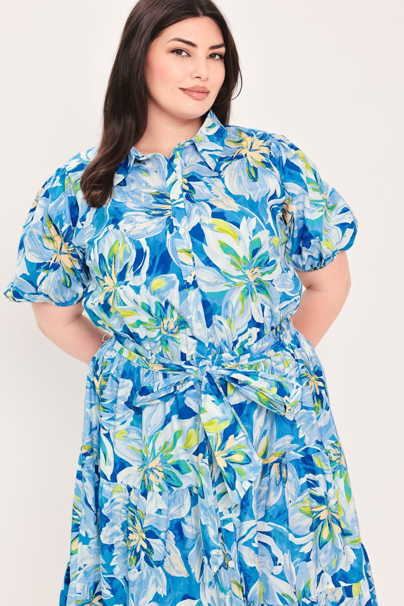 OCEAN GARDEN WOVEN MIDI DRESS by Flying Tomato at Shirley Shoppe
