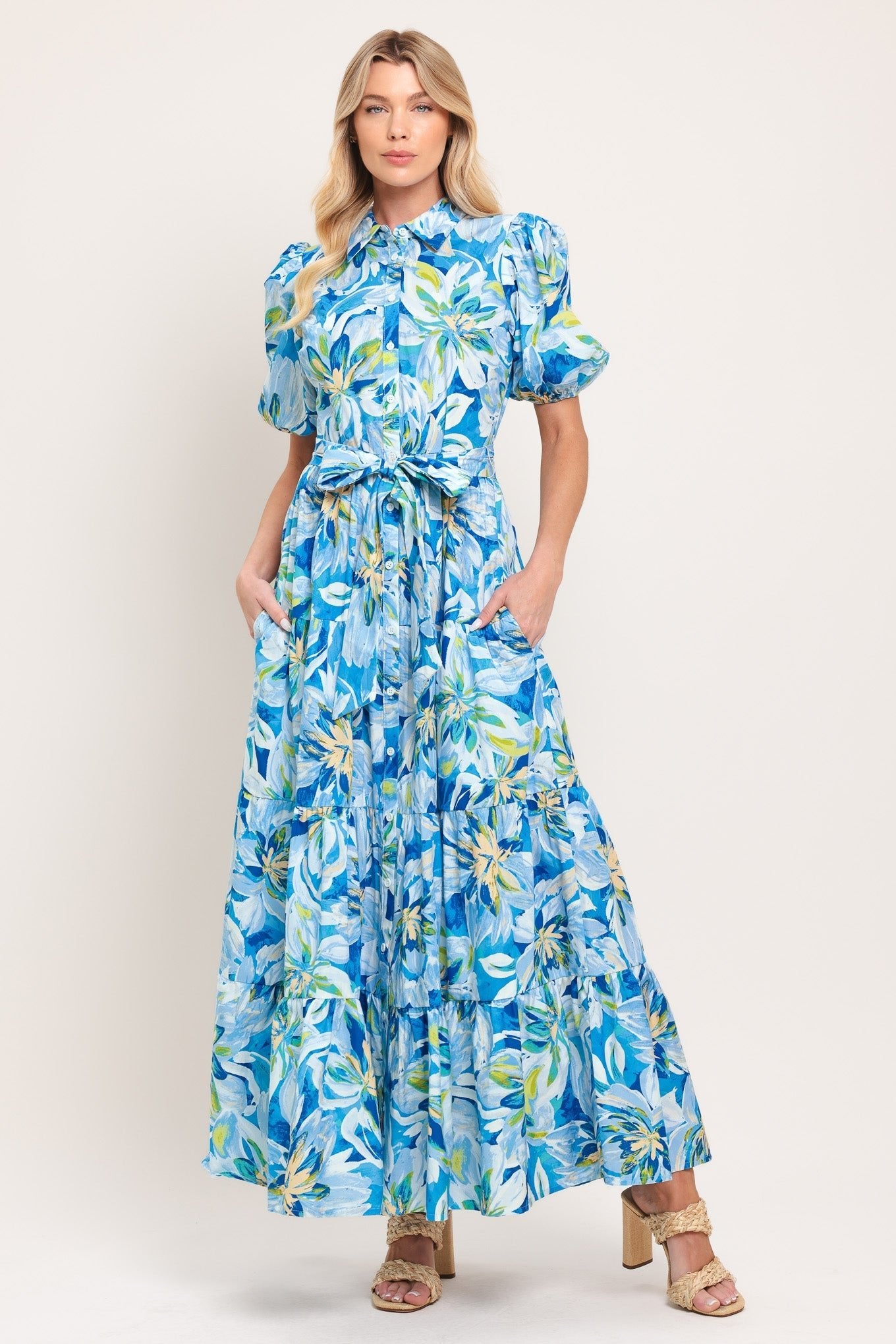 OCEAN GARDEN WOVEN MIDI DRESS by Flying Tomato at Shirley Shoppe