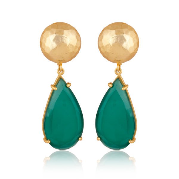 Ocean Tide Drop Earrings - Green Onyx by Christina Greene at Shirley Shoppe