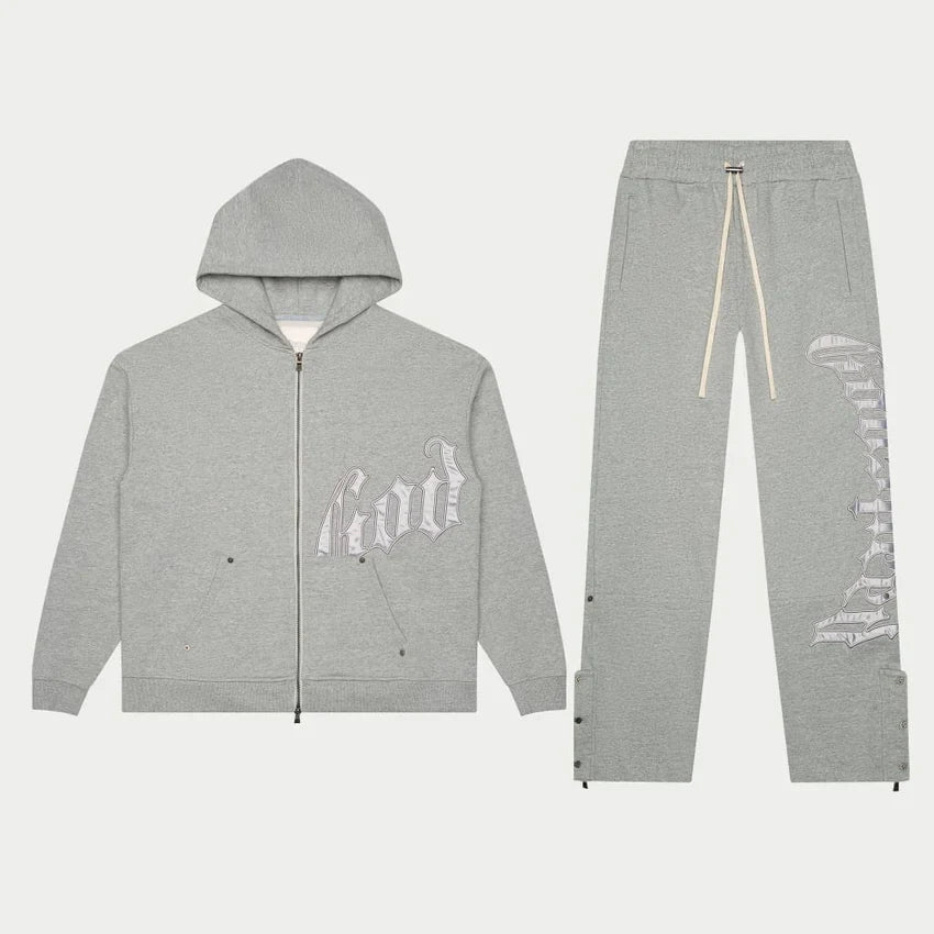 GODSPEED OG Logo Sweatsuit V2 (Grey/Silver Satin)