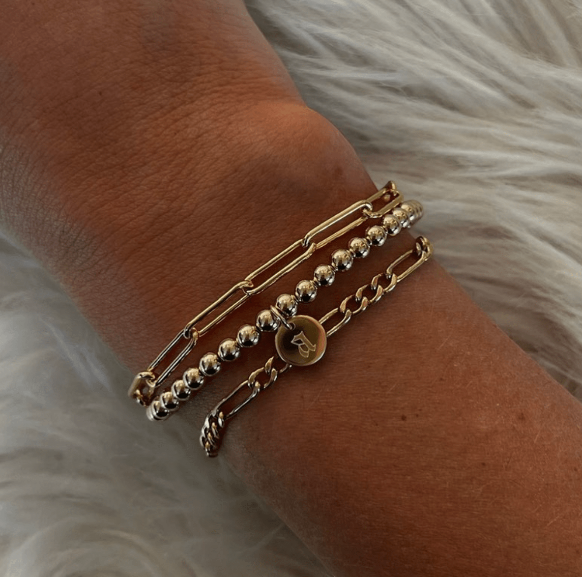 old english initial juno bracelet (4mm) by Cuffed by Nano LLC at Shirley Shoppe