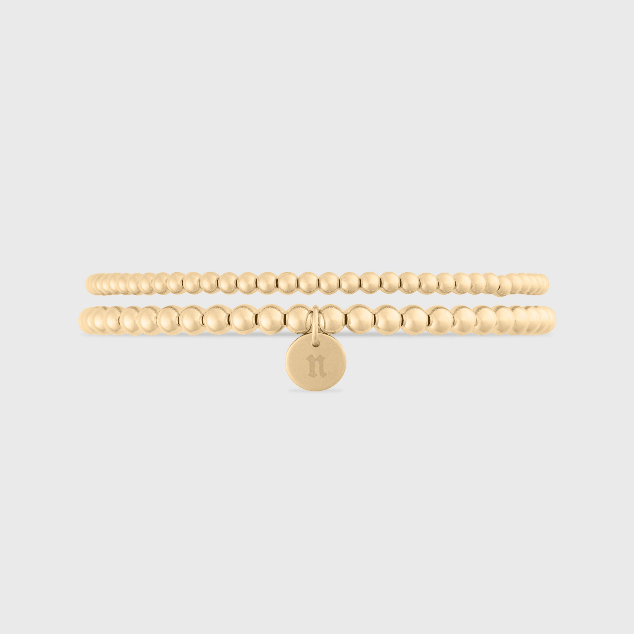 old english initial juno double bracelet stack (3+4mm) by Cuffed by Nano LLC at Shirley Shoppe