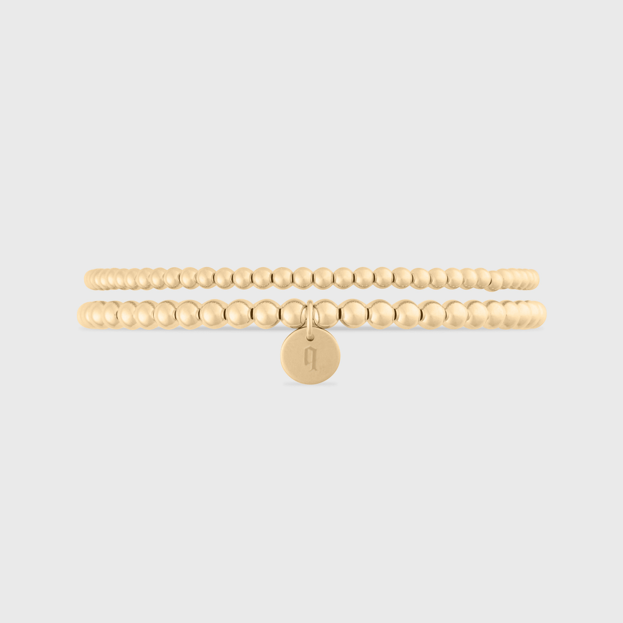 old english initial juno double bracelet stack (3+4mm) by Cuffed by Nano LLC at Shirley Shoppe