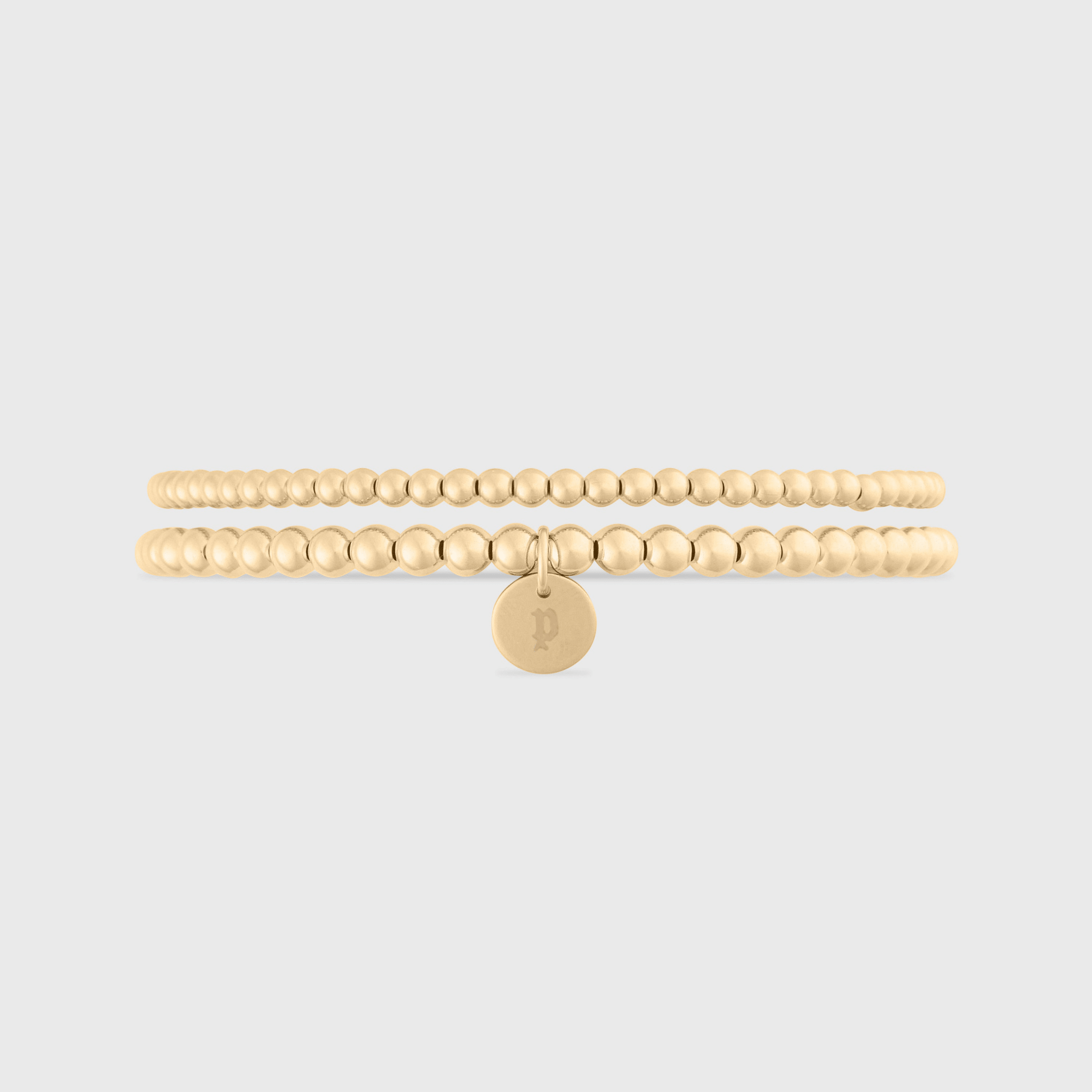 old english initial juno double bracelet stack (3+4mm) by Cuffed by Nano LLC at Shirley Shoppe