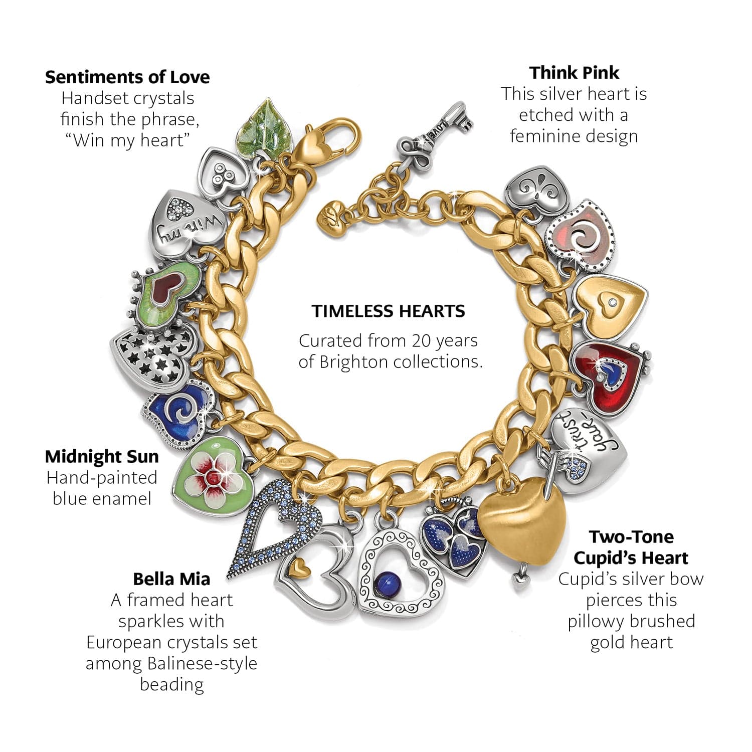 One Heart Color Charm Bracelet