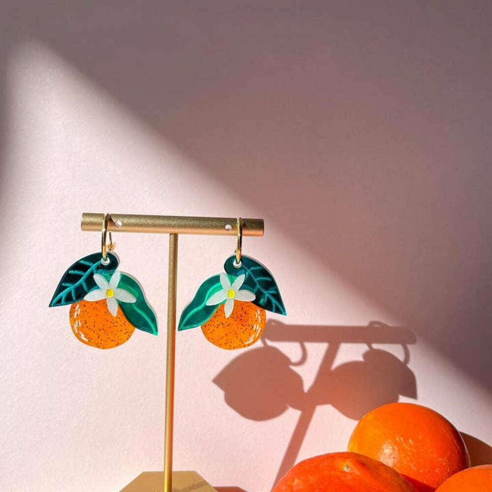 Orange Dangle Acrylic Earrings