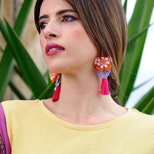 Orange Tropical Flower Earrings by Laliblue by Quirks! at Shirley Shoppe