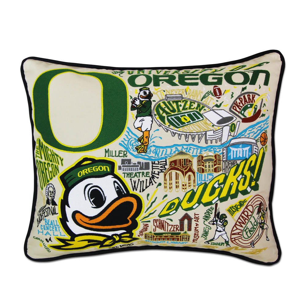 Oregon, University of Collegiate Embroidered Pillow by CatStudio by Quirks! at Shirley Shoppe