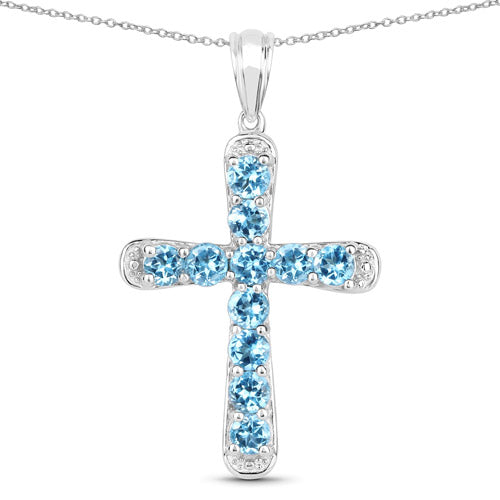 3.85 Carat Genuine Blue Topaz .925 Sterling Silver Pendant