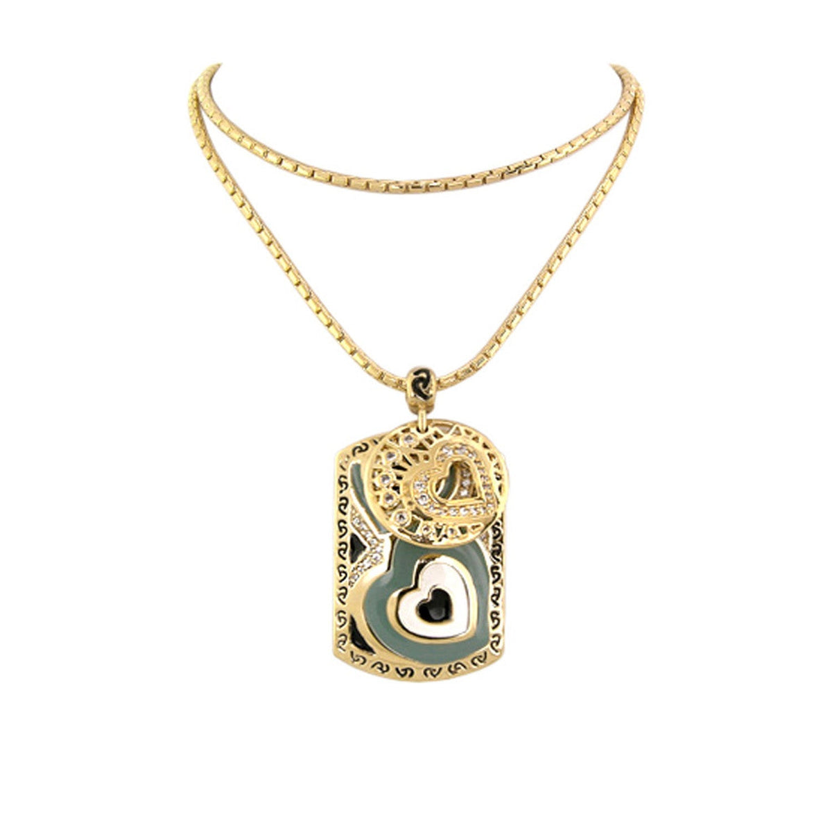 Art Deco Pendant Necklace — Heart Tag
