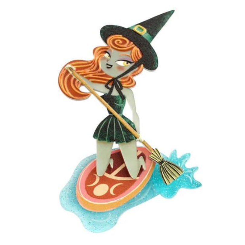 Paddle Surf Witch Brooch by Laliblue