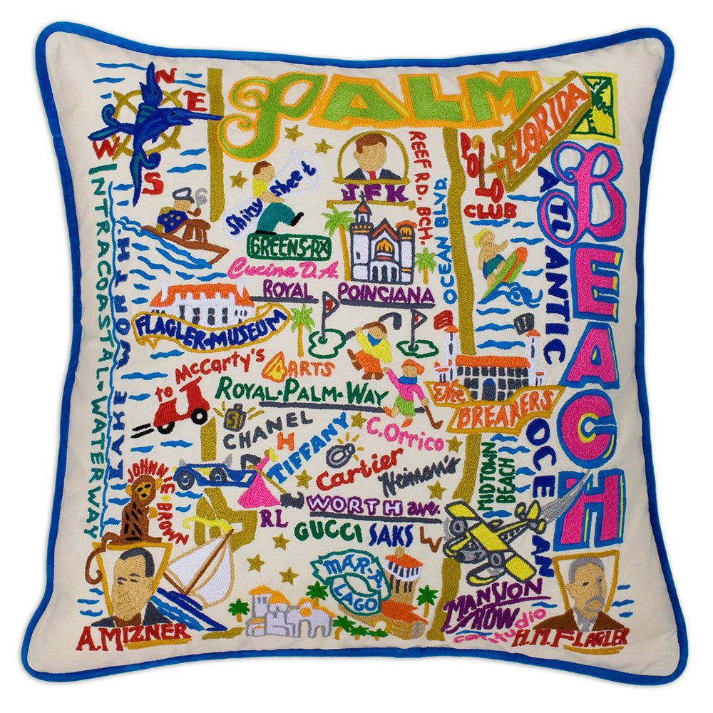 Palm Beach Hand - Embroidered Pillow by Quirks! at Shirley Shoppe