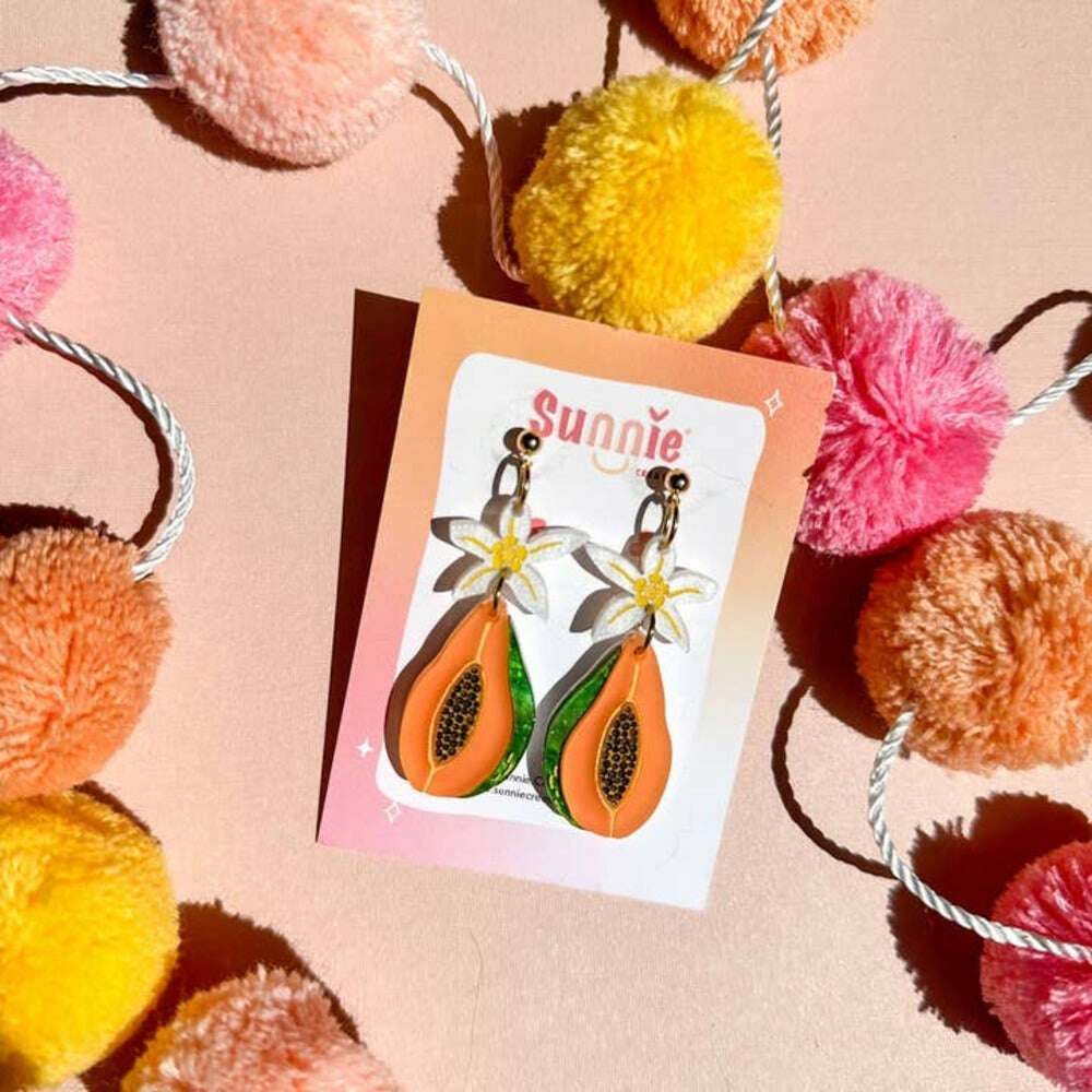 Papaya Dangle Acrylic Earrings