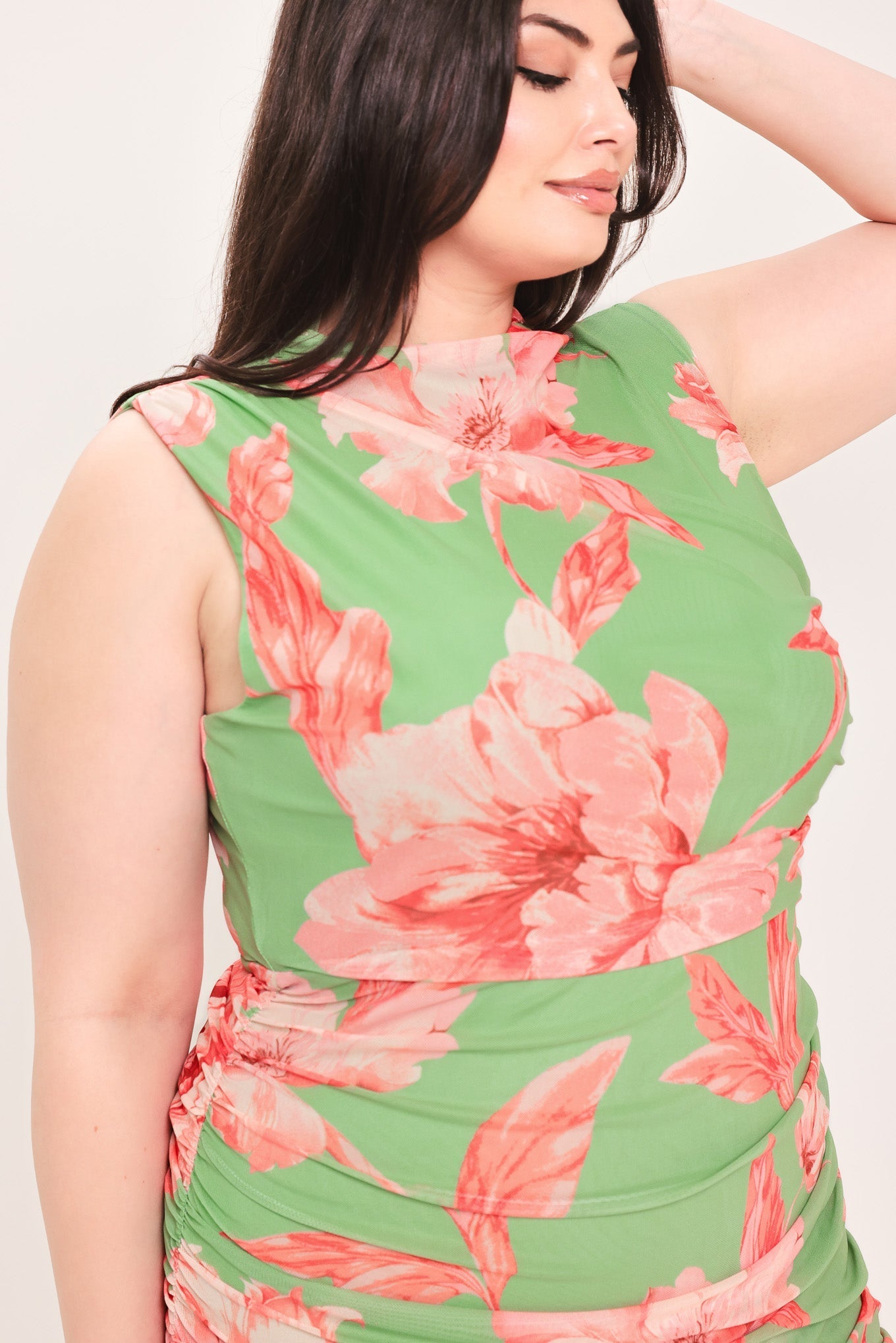 PARADISE GLOW POWER MESH MIDI DRESS by Flying Tomato at Shirley Shoppe