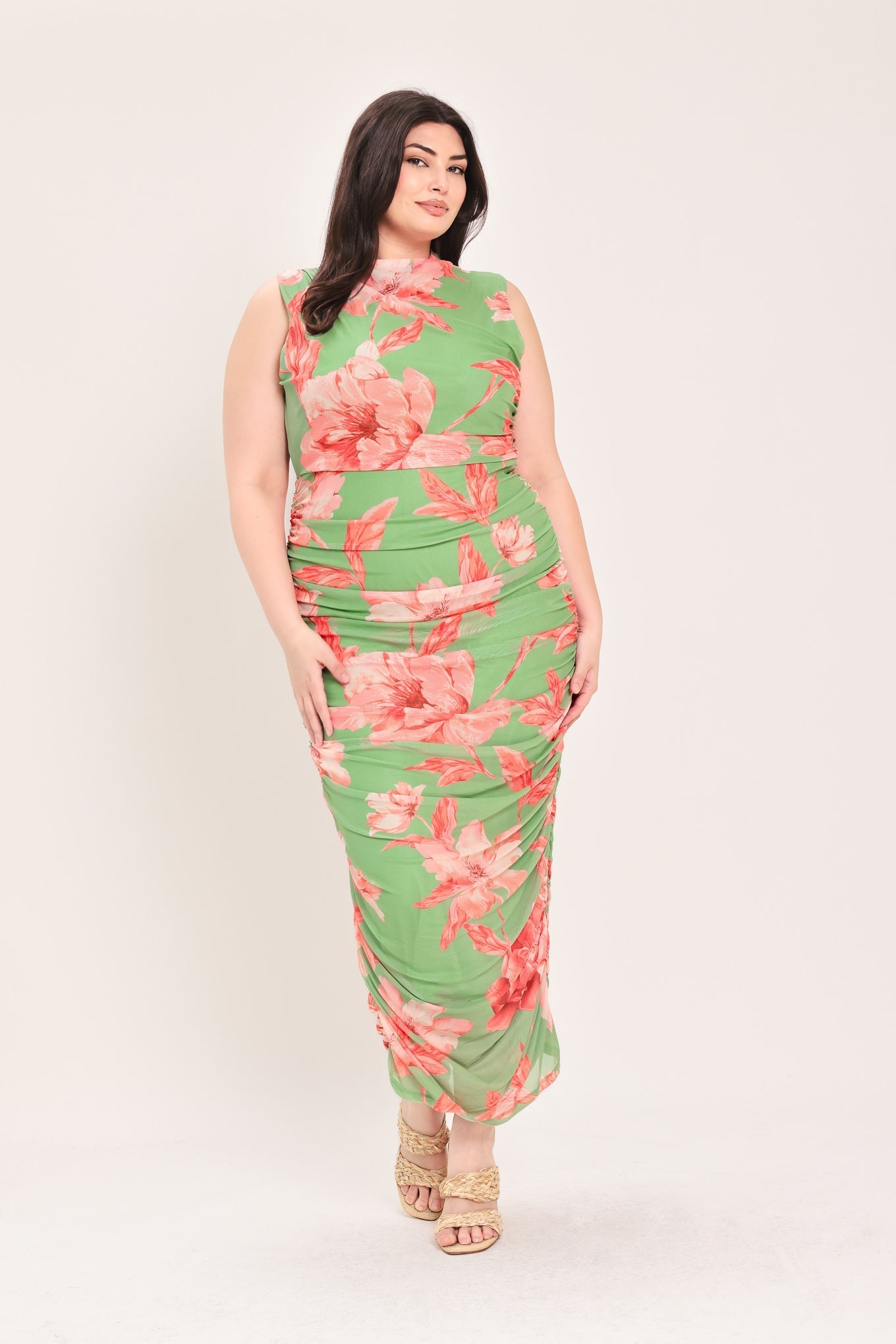 PARADISE GLOW POWER MESH MIDI DRESS by Flying Tomato at Shirley Shoppe