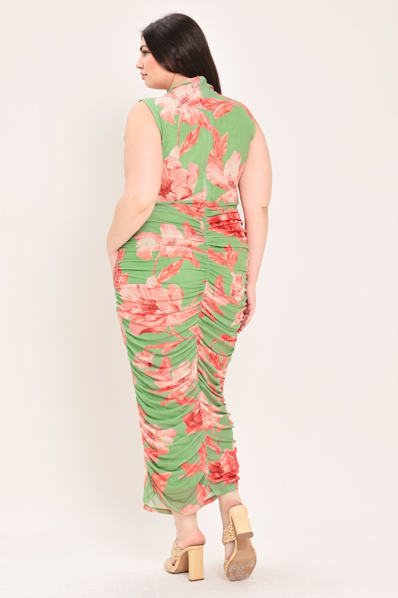 PARADISE GLOW POWER MESH MIDI DRESS by Flying Tomato at Shirley Shoppe