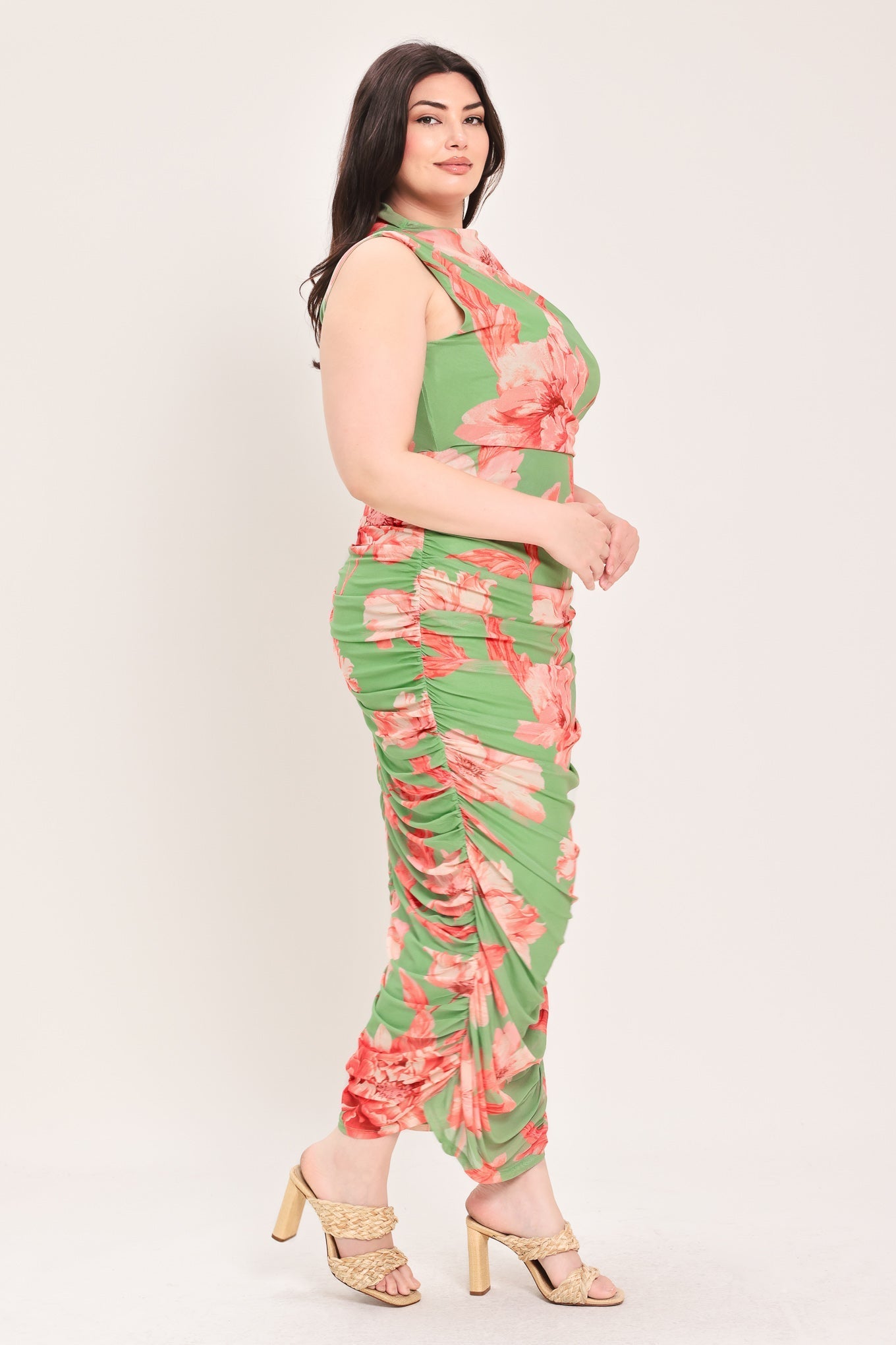 PARADISE GLOW POWER MESH MIDI DRESS by Flying Tomato at Shirley Shoppe
