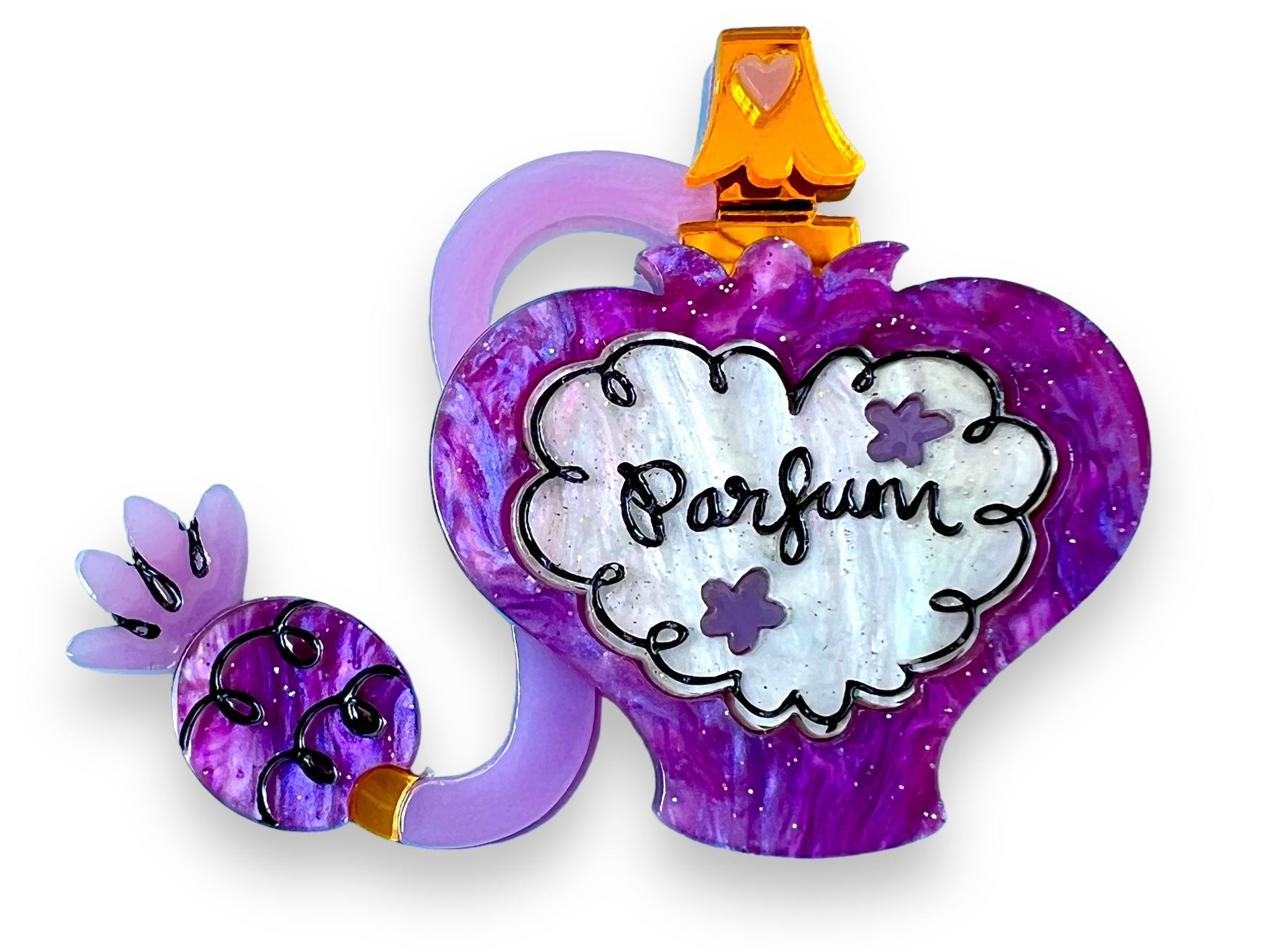 Glamour in a Bottle Purple Brooch by Asia Ellington x Lipstick & Chrome — Dolled Up Pin