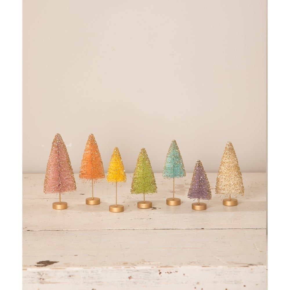 Pastel Rainbow Bottle Brush Tree Set of 7 by Bethany Lowe Designs by Quirks! at Shirley Shoppe