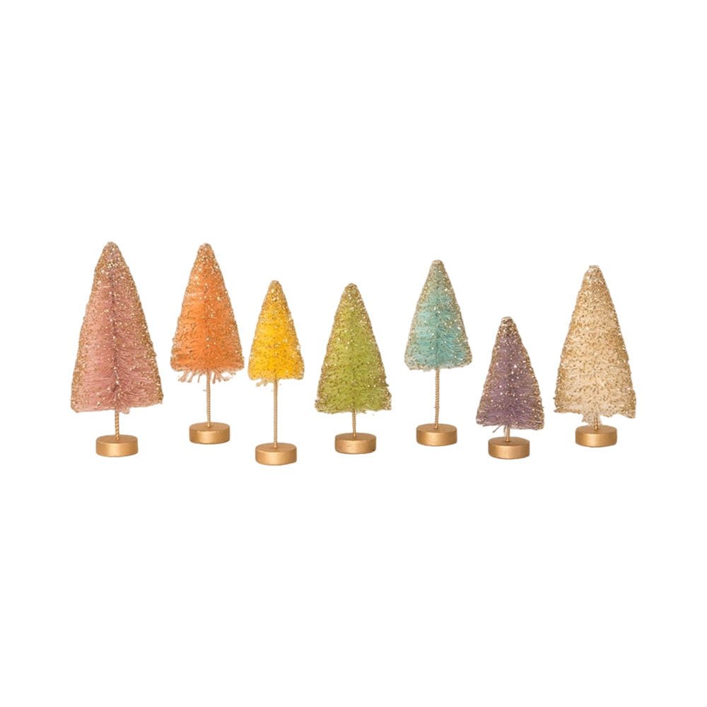 Pastel Rainbow Bottle Brush Tree Set of 7 by Bethany Lowe Designs by Quirks! at Shirley Shoppe