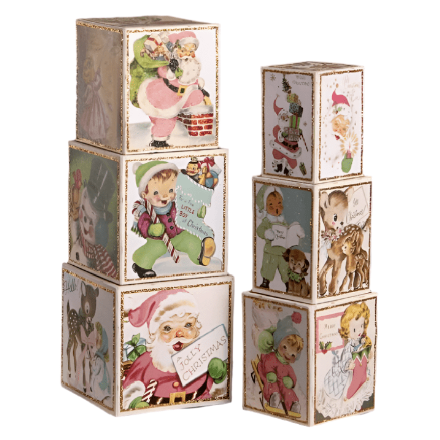 Pastel Retro Christmas Display Blocks by Bethany Lowe Designs