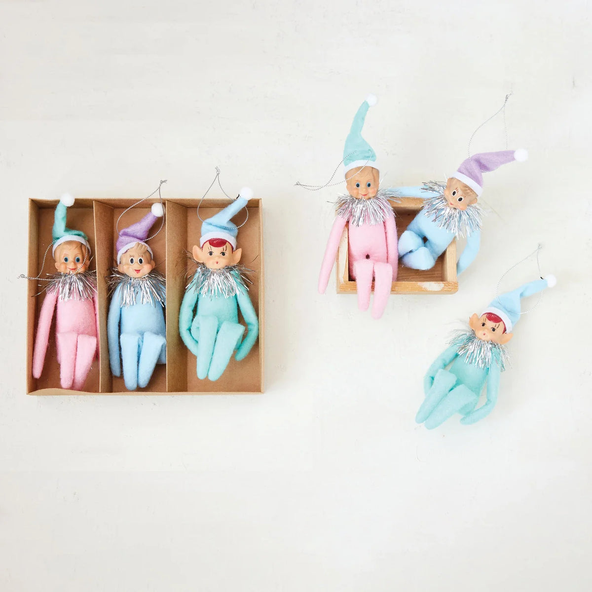 Pastel MCM KneeHugger Elf Ornaments Set of 3