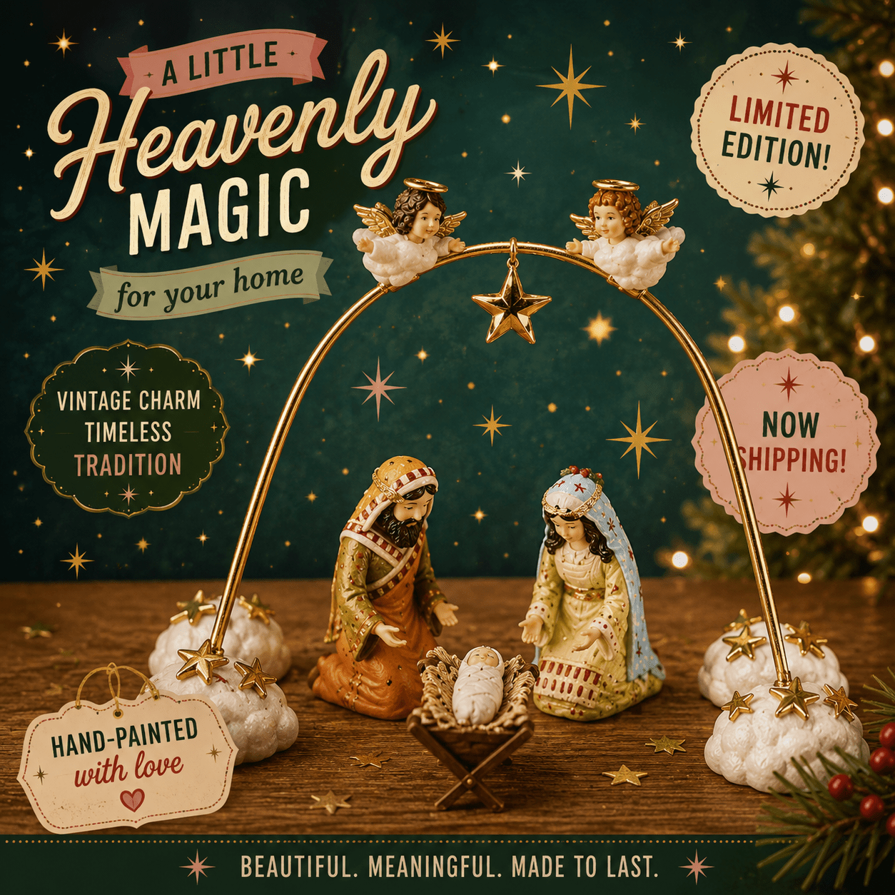 Patience Brewster Nativity Cherub Angels Mini Arch Set, Set of 4 *NEW & RETIRED!! by Quirks! at Shirley Shoppe