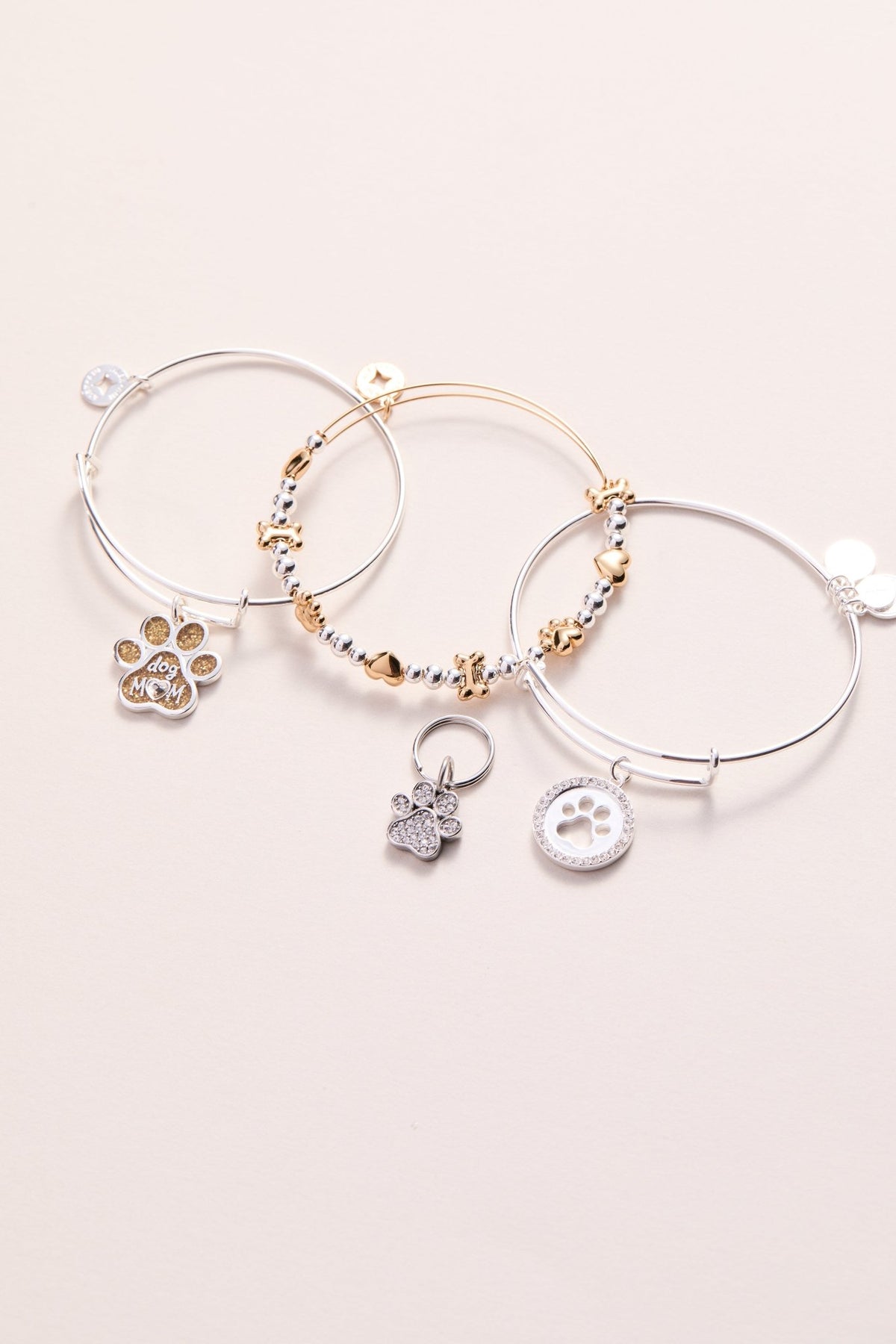 Paw Print Bangle & Pet Collar Charm Set of 2 by ALEX AND ANI at Shirley Shoppe