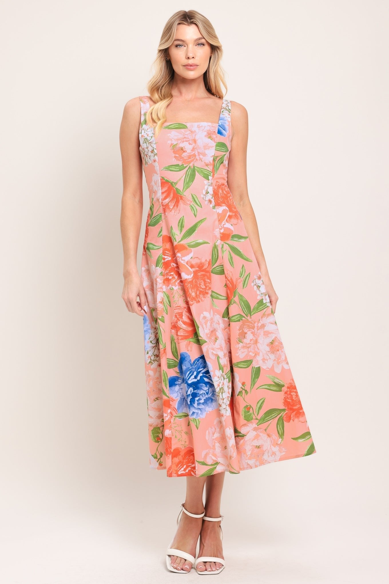 PEACH PETAL WOVEN MIDI DRESS by Flying Tomato at Shirley Shoppe