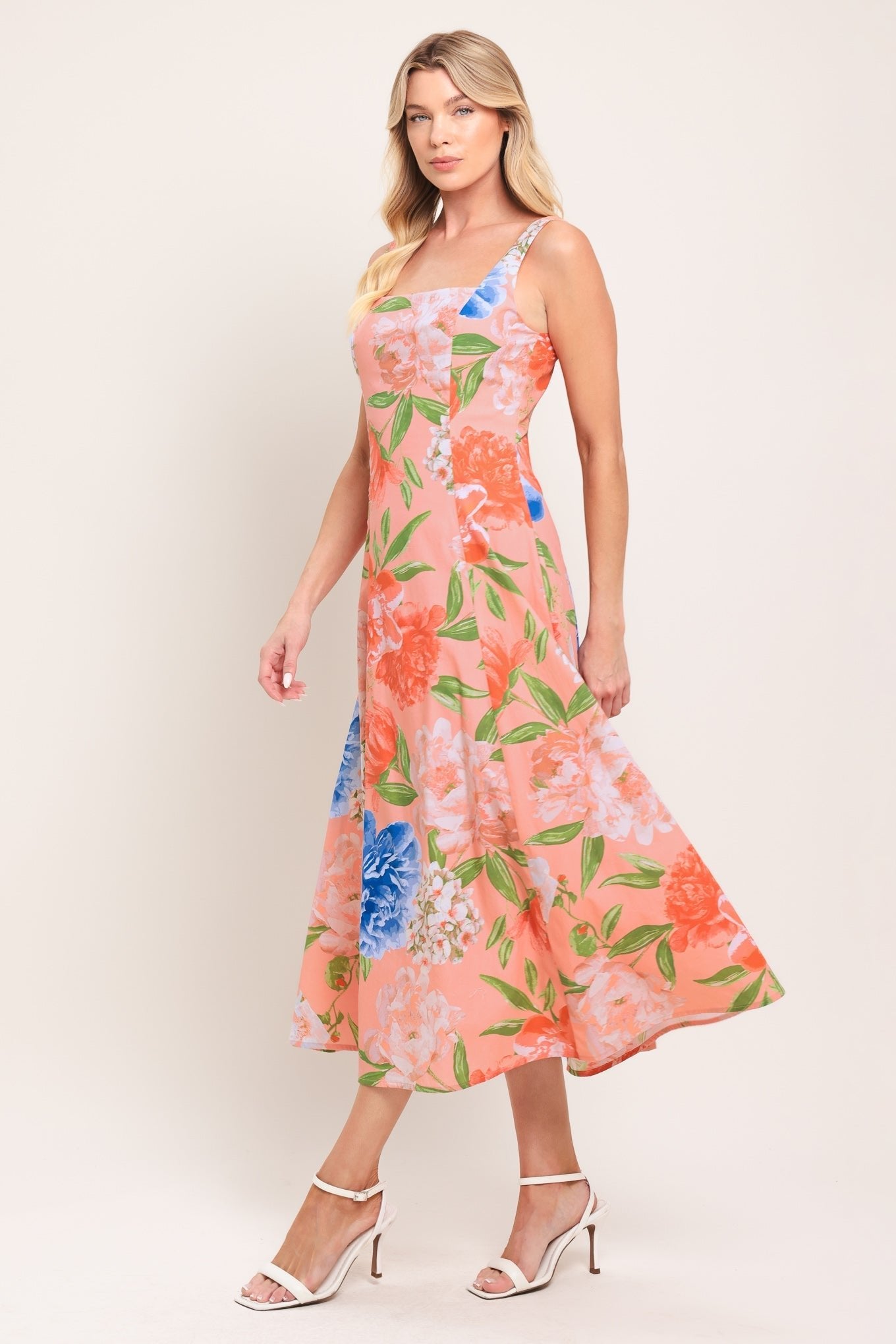 PEACH PETAL WOVEN MIDI DRESS by Flying Tomato at Shirley Shoppe