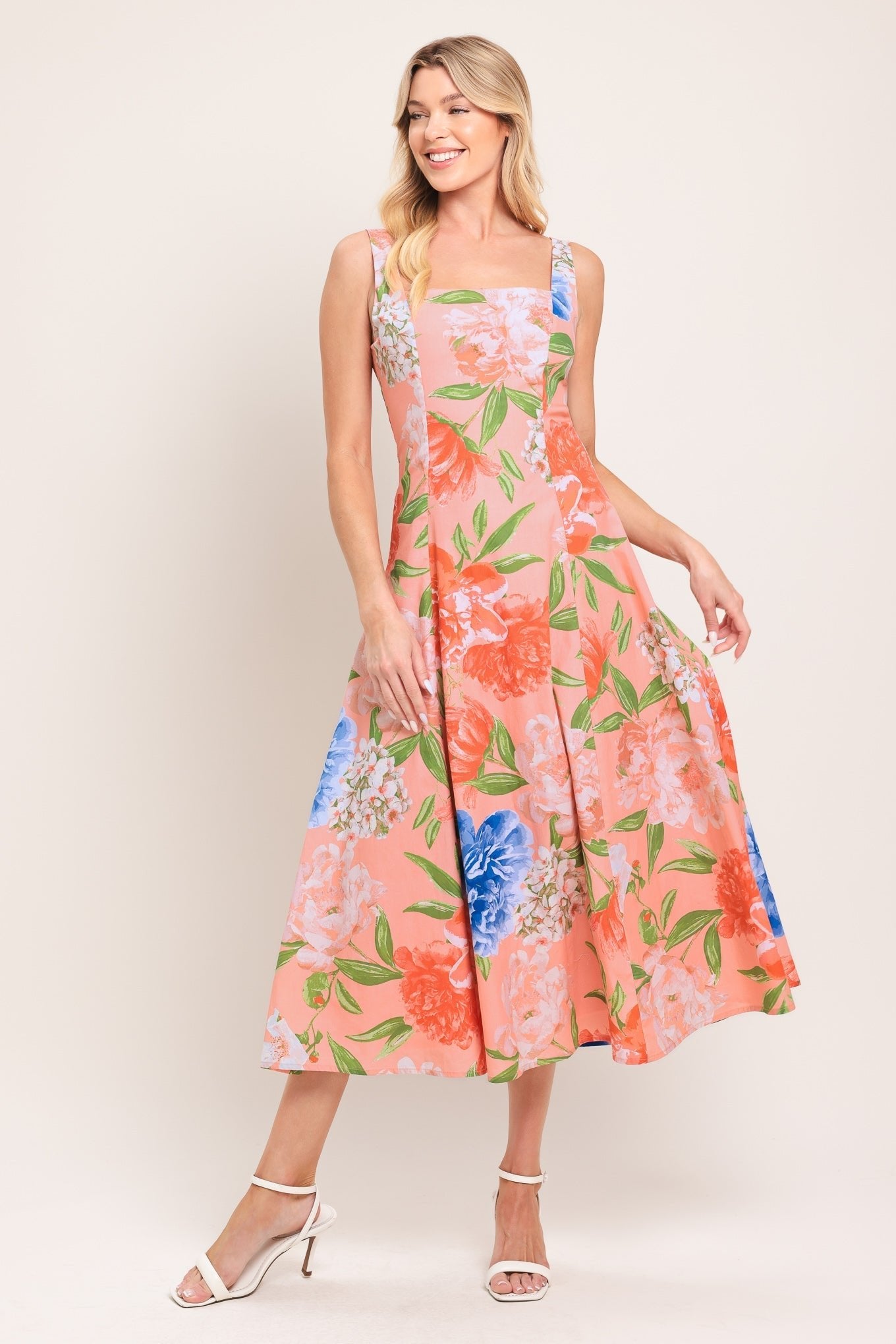 PEACH PETAL WOVEN MIDI DRESS by Flying Tomato at Shirley Shoppe