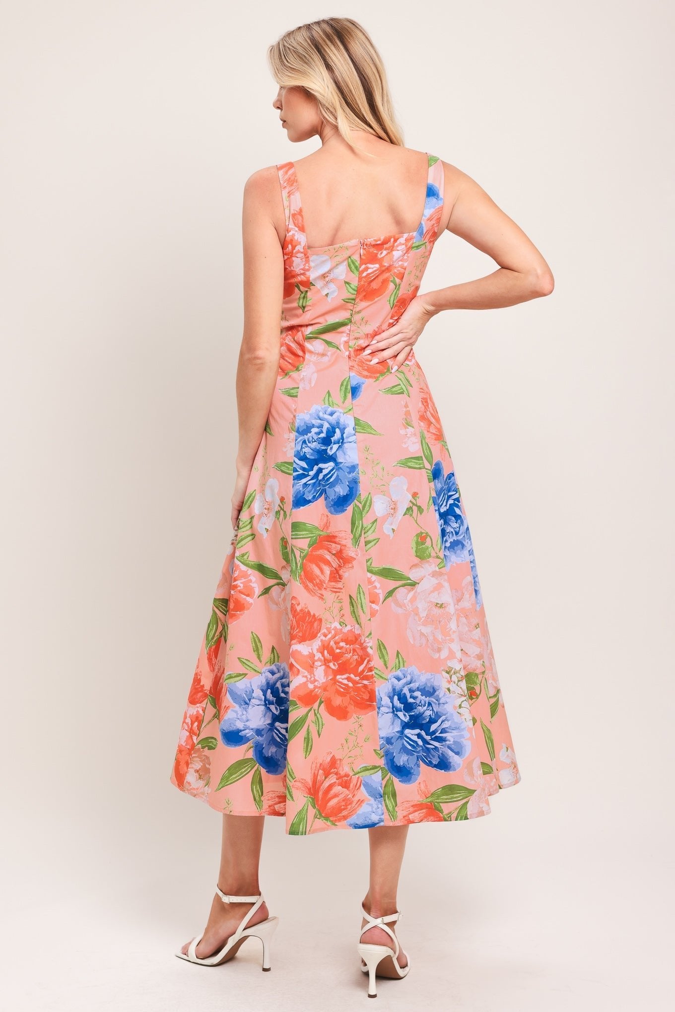 PEACH PETAL WOVEN MIDI DRESS by Flying Tomato at Shirley Shoppe
