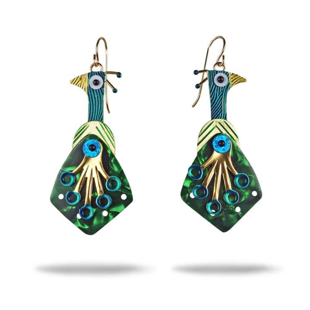 Peacock Earrings by Chickenscratch by Quirks! at Shirley Shoppe