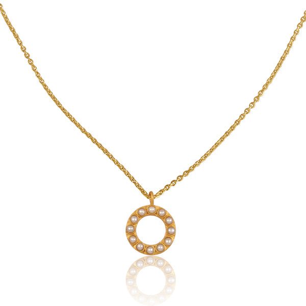 Pearl Circle Pendant Necklace by Christina Greene at Shirley Shoppe