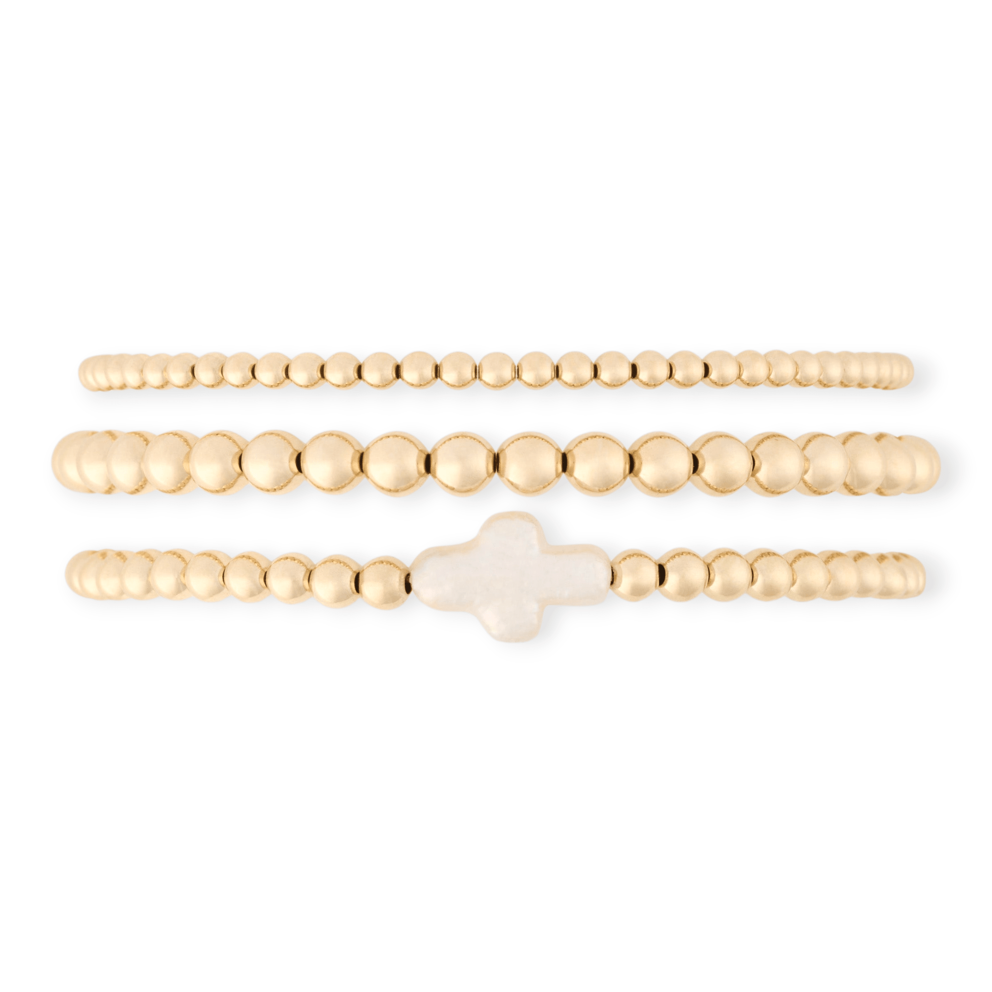 pearl cross juno bracelet triple stack (3+4+5mm) by Cuffed by Nano LLC at Shirley Shoppe