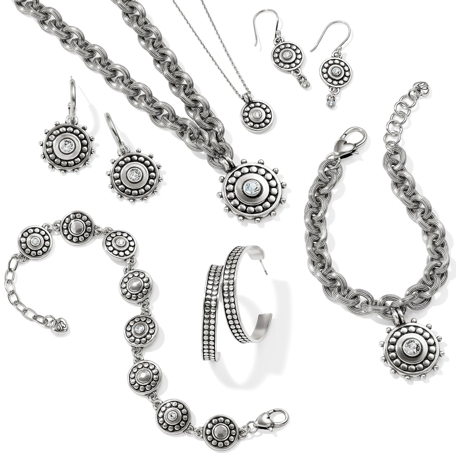 Pebble Dot Medali Sparkle Reversible Collar Necklace