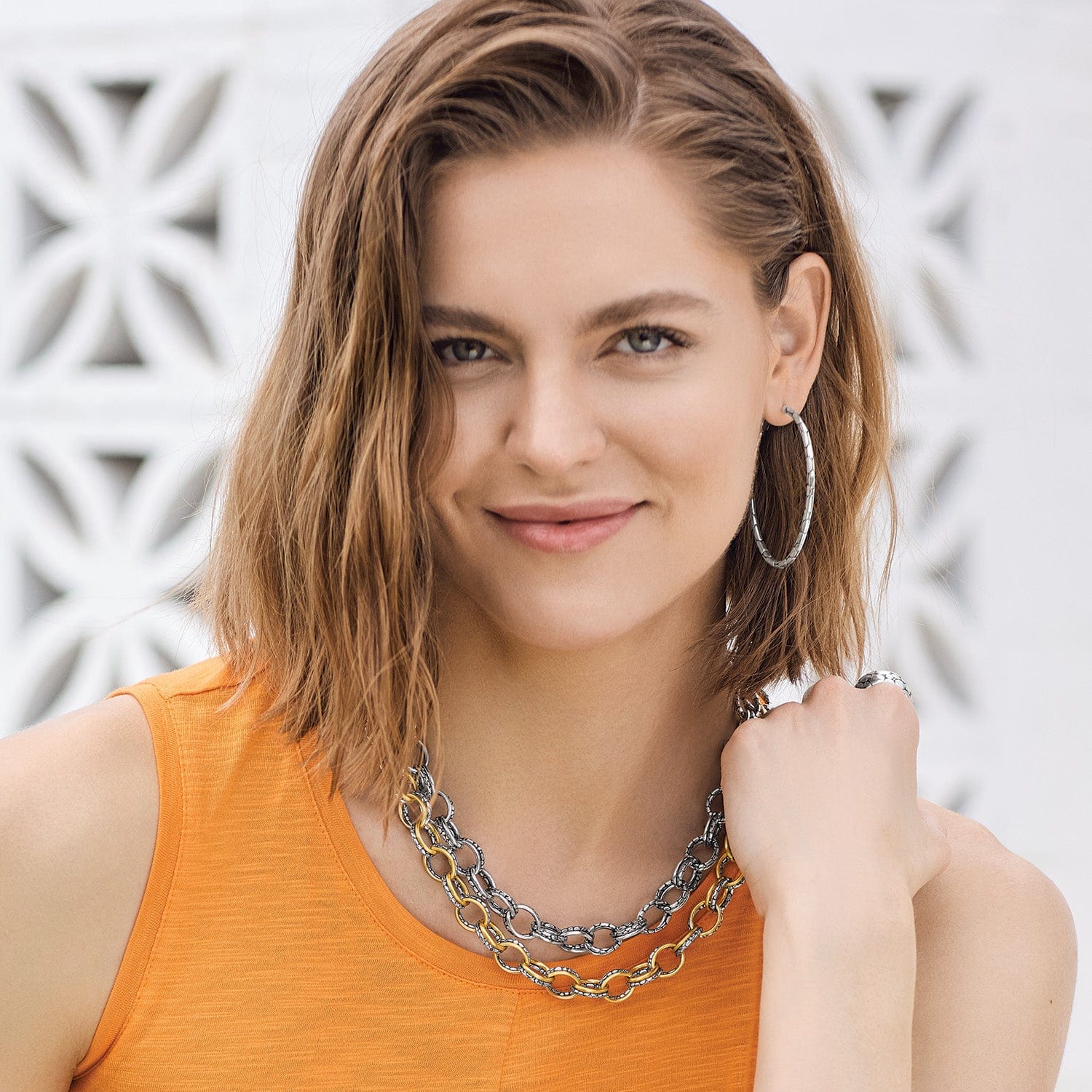 Pebble Link Two Tone Necklace