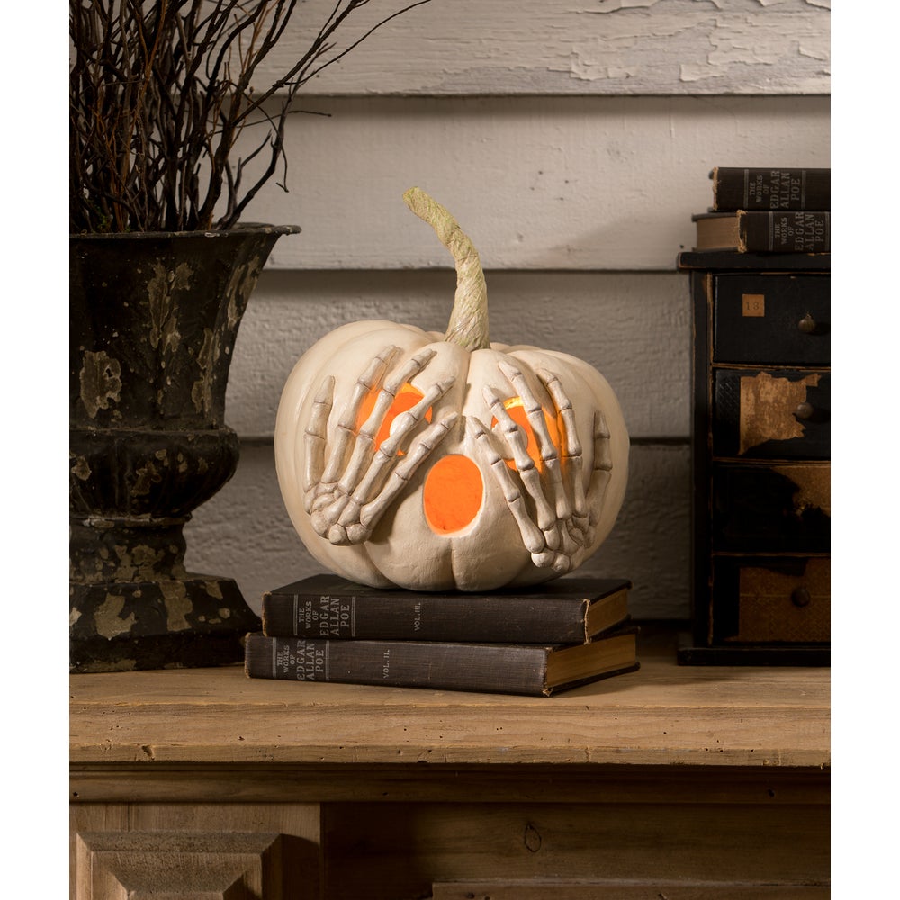 Peek - a - Boo Pumpkin White by Bethany Lowe Designs by Quirks! at Shirley Shoppe