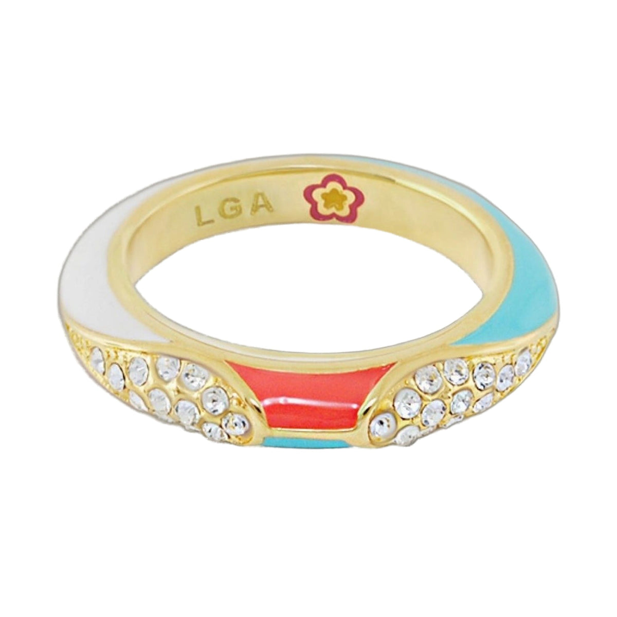 Petit Gateau Stackable Ring — Pavé & Enamel Stripe