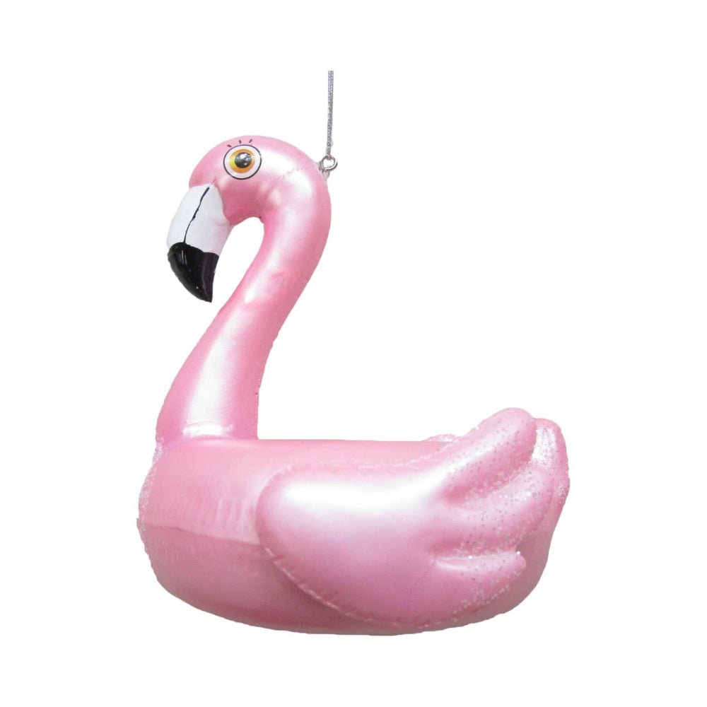 Pink Flamingo Float Glass Ornament by Quirks! at Shirley Shoppe
