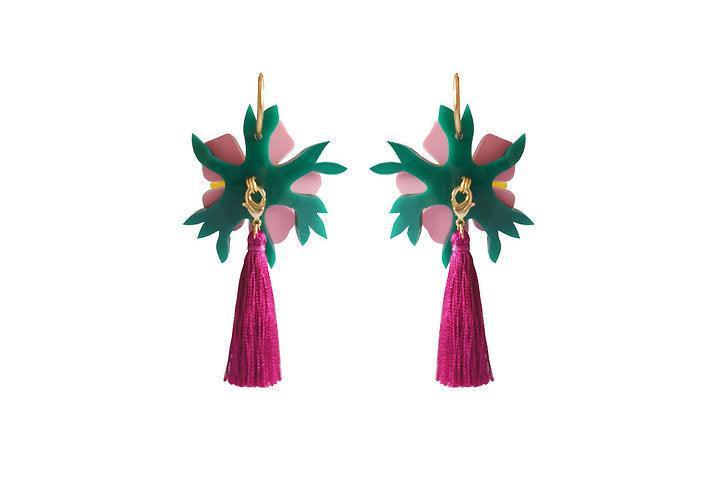 Pink Tropical Flower Earrings by Laliblue by Quirks! at Shirley Shoppe
