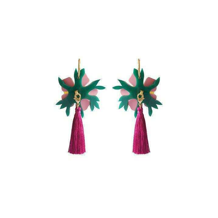 Pink Tropical Flower Earrings by Laliblue